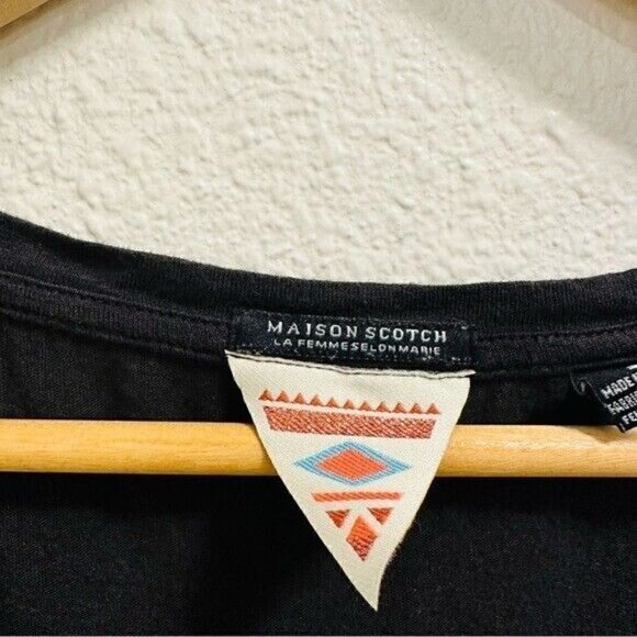 Maison Scotch Tee Dress - Black Aztec Print - Cap Sleeves Size 6 - Picture 8 of 11